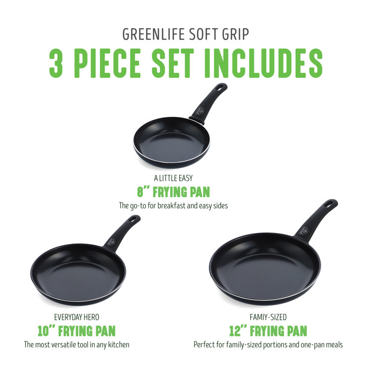 GreenLife greenlife soft grip healthy ceramic nonstick, 16 piece cookware  pots and pans set, pfas-free, dishwasher safe, black & cream