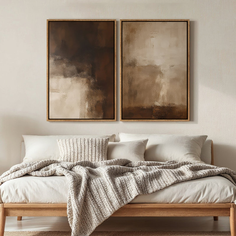 Framed Canvas Wall Art, Vintage Abstract Wall Canvas Prints 24"x36", 36" H x 24" W, Natural
