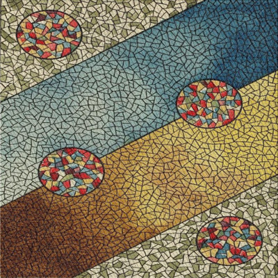 Tapis vert/jaune/brun à motifs Crafa