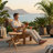 Grade A Teak Adirondack Chair Outdoor Patio Set of 2 (1 Chairs + 1 Side Table)