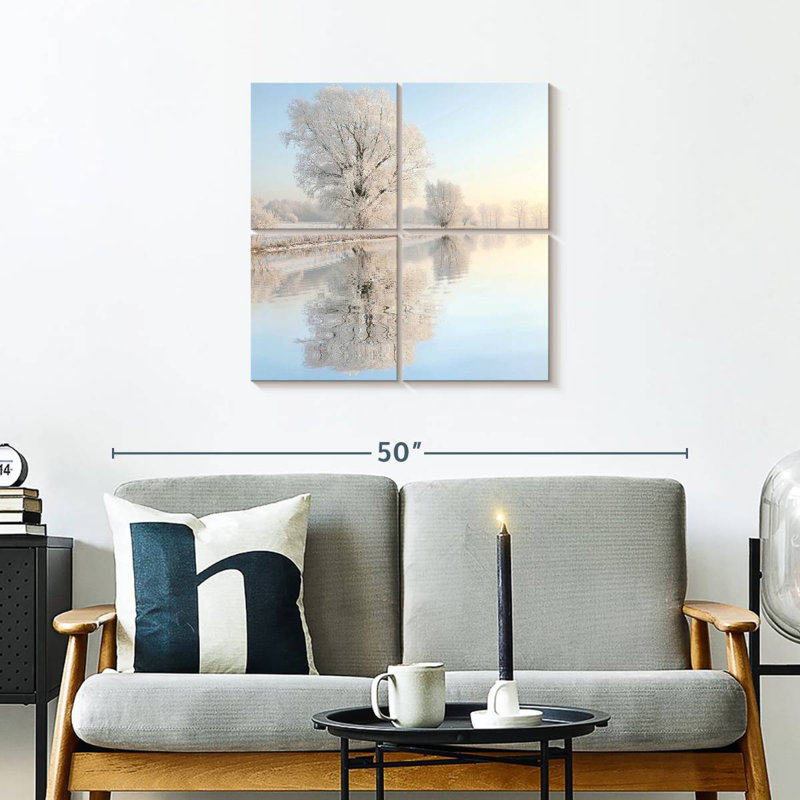 Alvord Snowy Trees Reflection, 26" H x 26" W