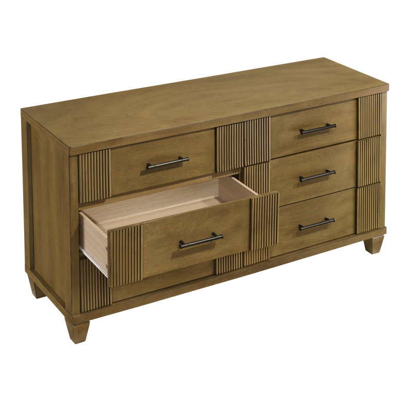 Commode 6 tiroirs Shalyce, Chêne antique