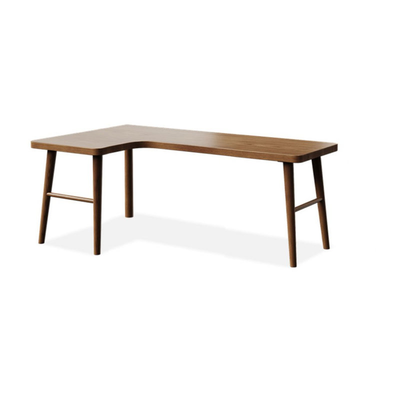 Bureau d'écriture en bois massif en L de couleur châtaignier clair, Retour à gauche, H 29,53 po x l 62,99 po x P 39,37 po