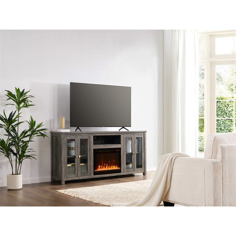 Console avec foyer 70 po Emerson, Gris