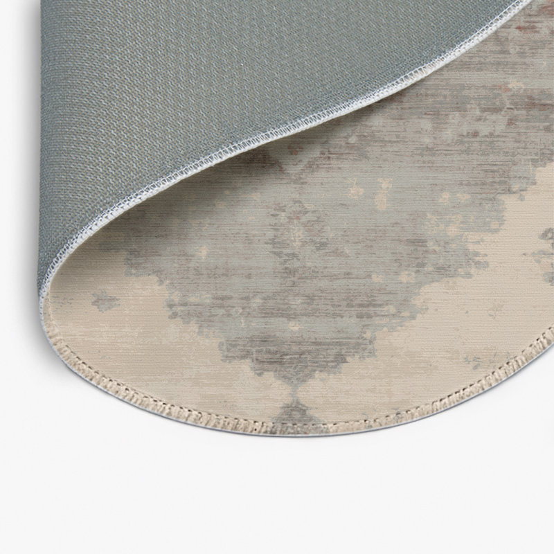 Overdyed Beige Indoor and Outdoor Area Rug, Round 5'