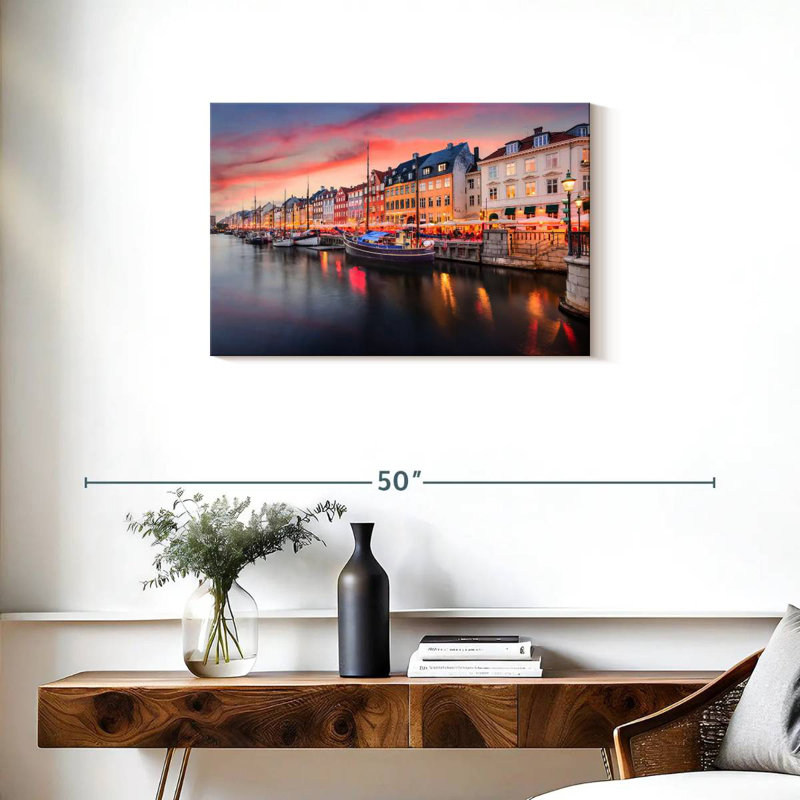 Ravi Nyhavn, canal de Copenhague, H 20 po x l 30 po