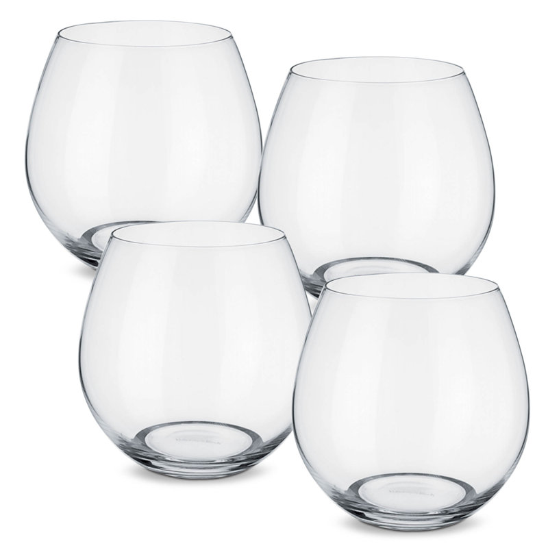 Entrée Set/4 4" Crystal Stemless Wine Glasses