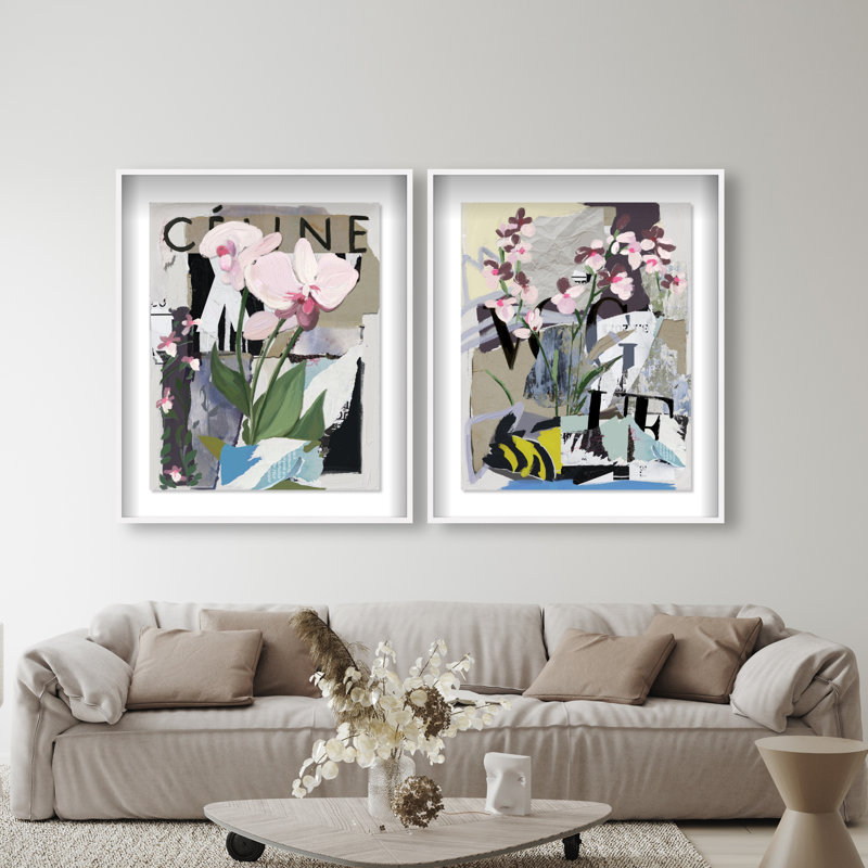 Fine Art Fashion Set Shadowbox Floral & Botanical Print by Oliver Gal, Black Frame, 16 x 20, 37.5"H x 46.5"W, White Shadowbox