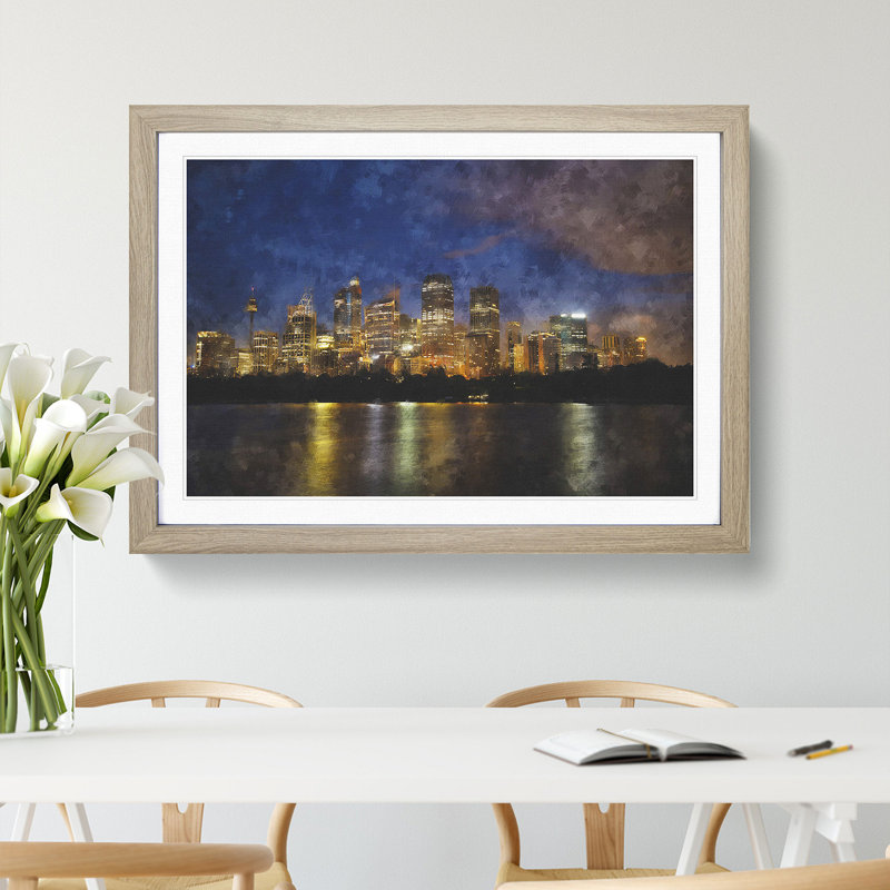 Sydney Skyline Vol.2 - Picture Frame Painting, Oak Framed, 27cm H x 36cm W x 2cm D