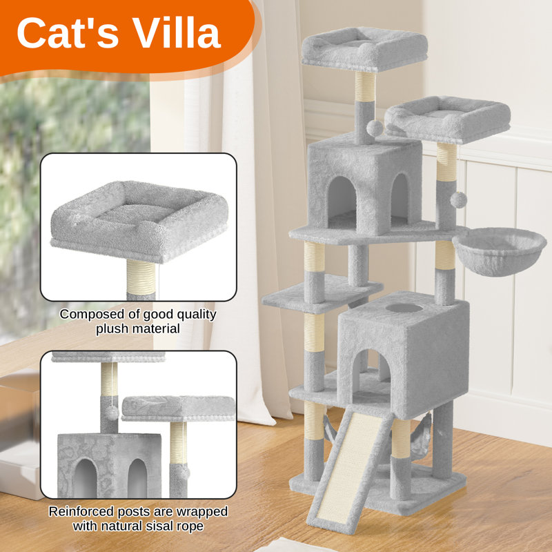 Amadahy 158cm H Cat Tree, Light Grey