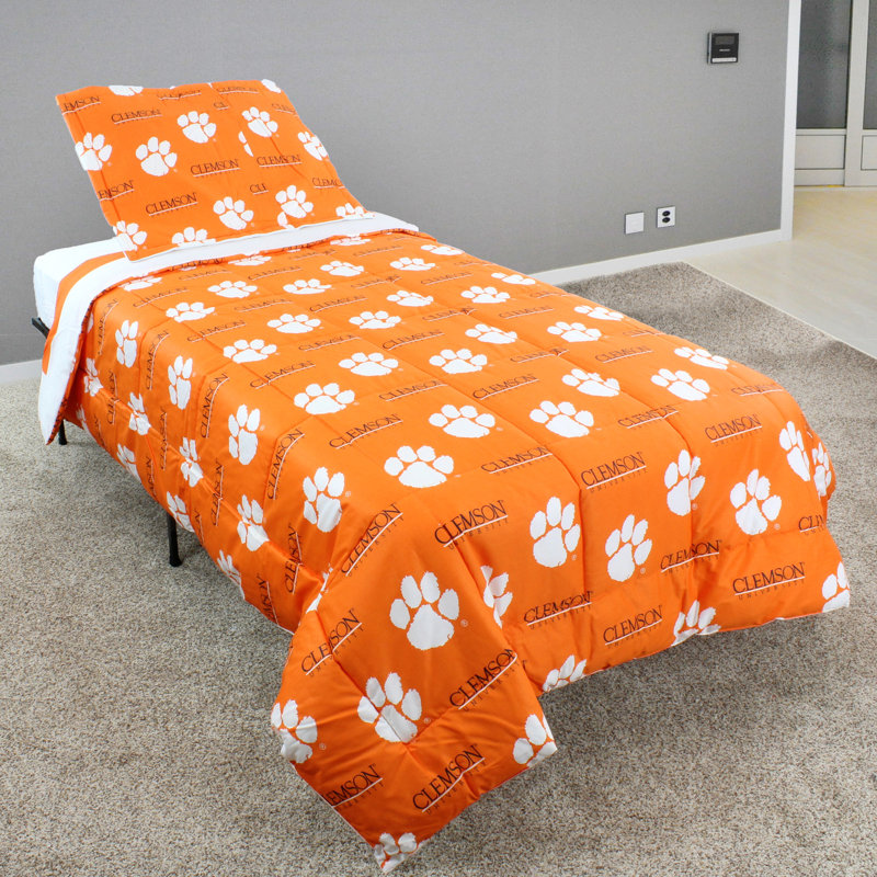 NCAA Sateen Comforter, Twin Comforter + 1 Standard Sham, Clemson