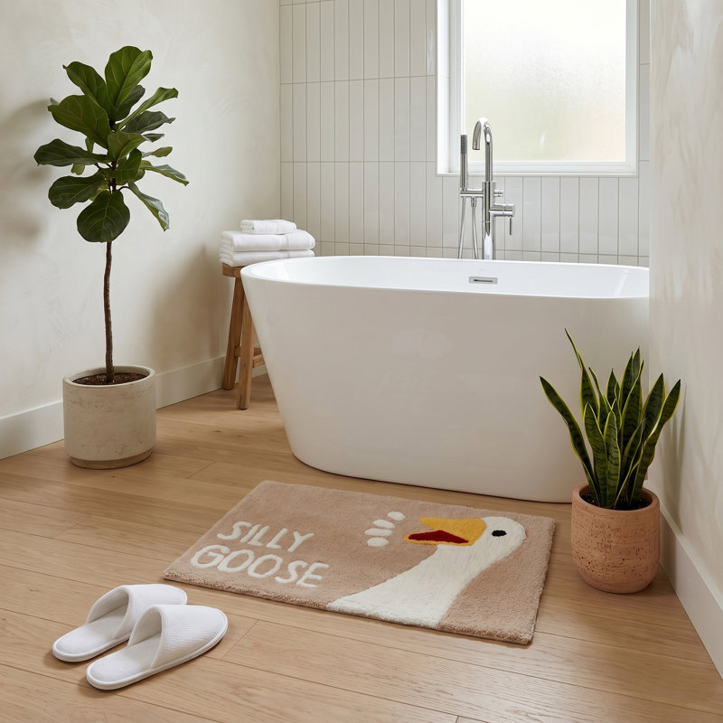 Silly Goose Bath Mat, Beige