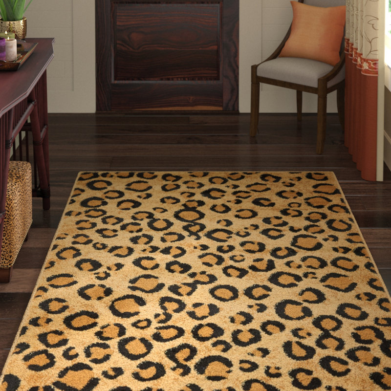Tapis brun clair à imprimé animal Testerman, Rectangle 7 pi 1 po x 10 pi