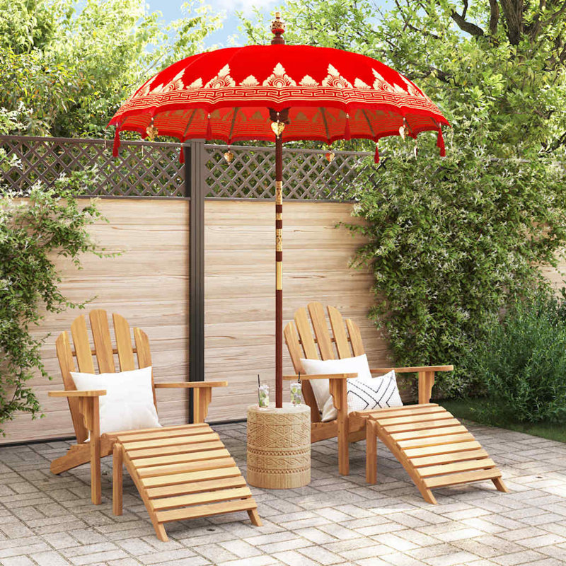 Beach Parasol, 260cm H x 185cm W x 185cm D, Red Abstract