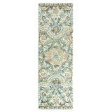 Agra Damask Handmade Tufted Wool Beige/Blue Area Rug