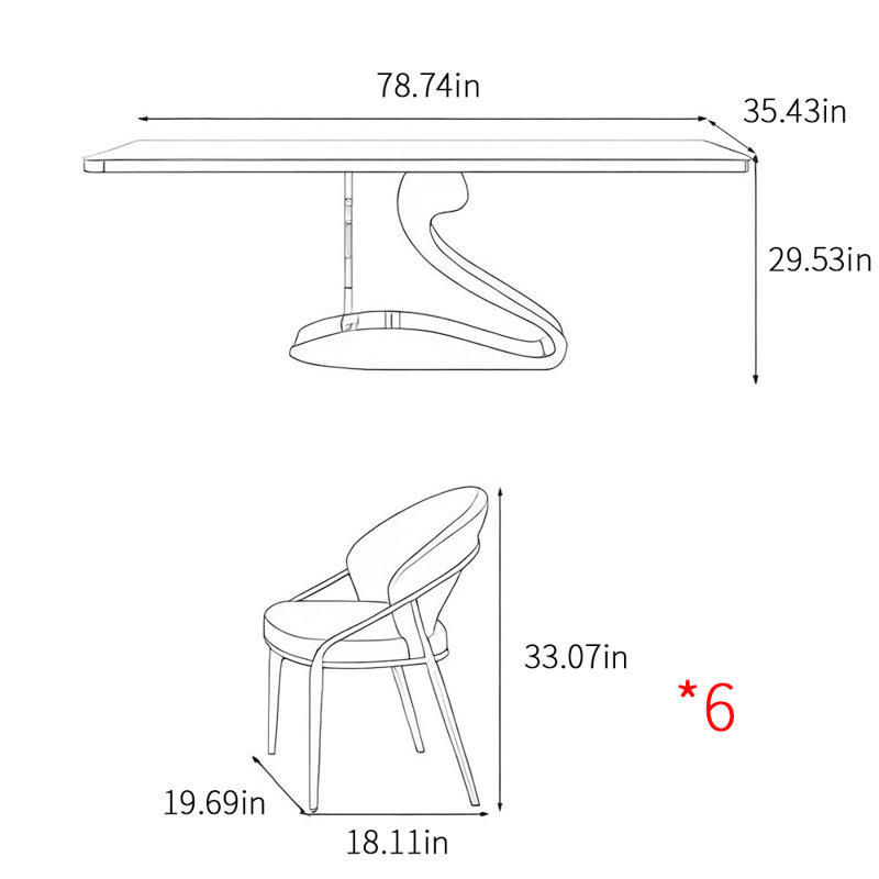 Modern simple rectangular home dining table sets, White/Gray, 29.53"H x 78.74"L x 35.43"W