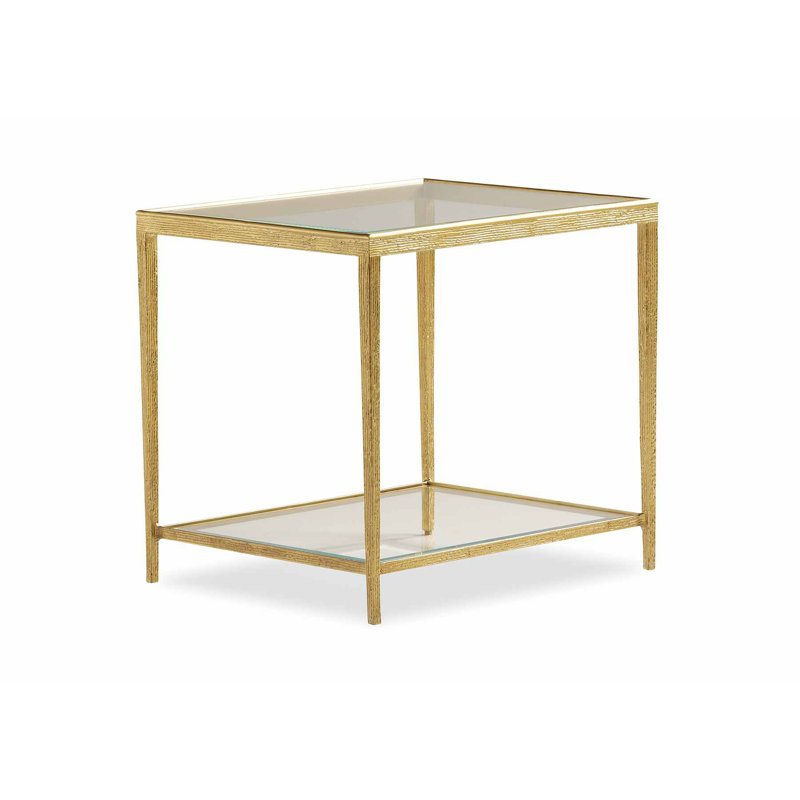 Jinx Glass End Table, Brass