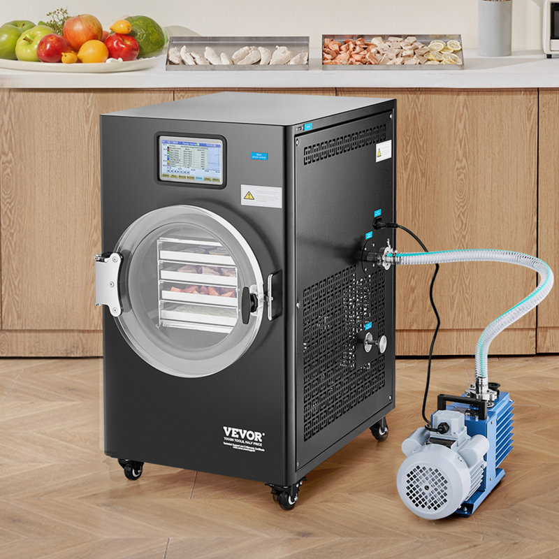 Vacuum Freeze Dryer 4-Layer Fruit Vegetable Freeze Drying Machine w/ Pump, Black