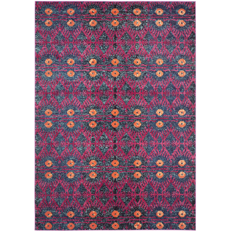 Isabea Ikat Pink Area Rug, Rectangle 2'2" x 4'