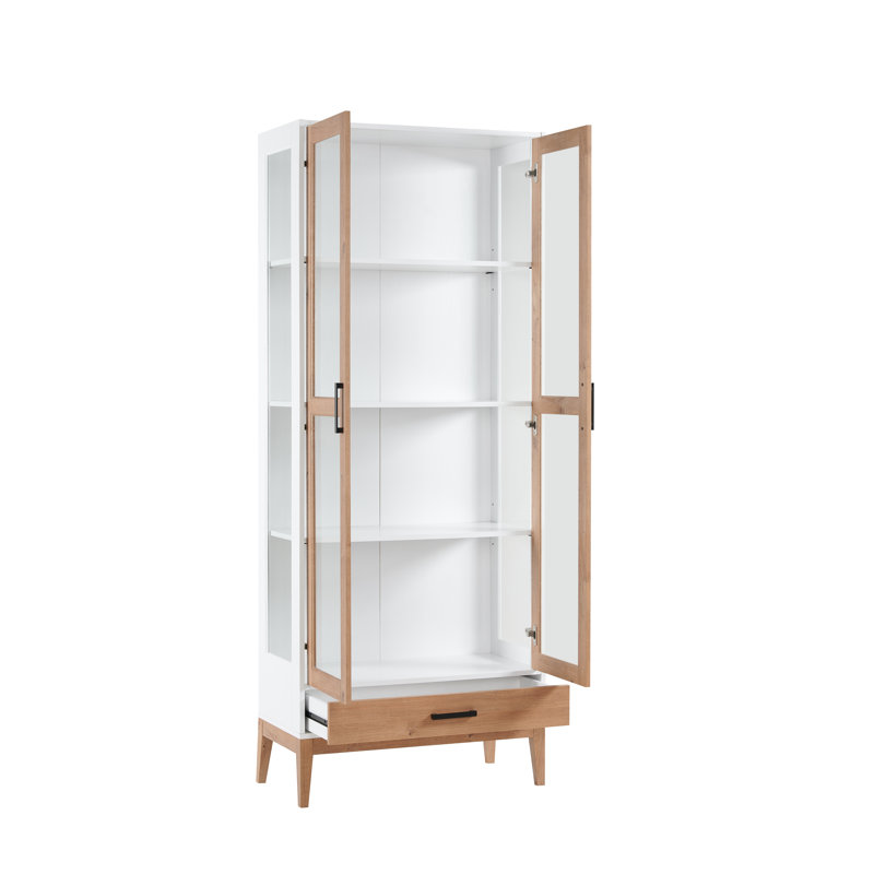 Armoire Amarillas avec portes en verre, Blanc
