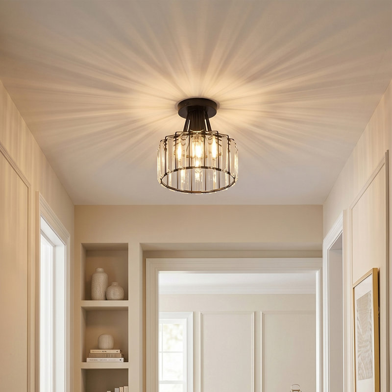 Crystal Semi Flush Mount, Matte Black