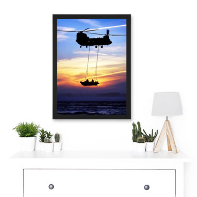 Military UK British Chinook Helicopter - Single Picture Frame Print