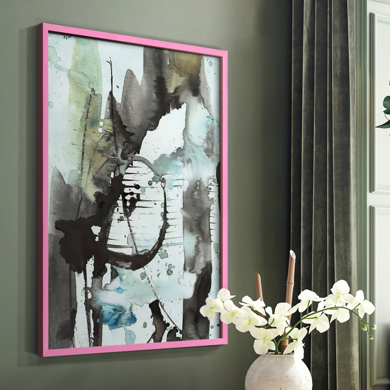«Lyrical Abstract II», reproduction encadrée - bois massif, Rose, H 10 po x l 8 po