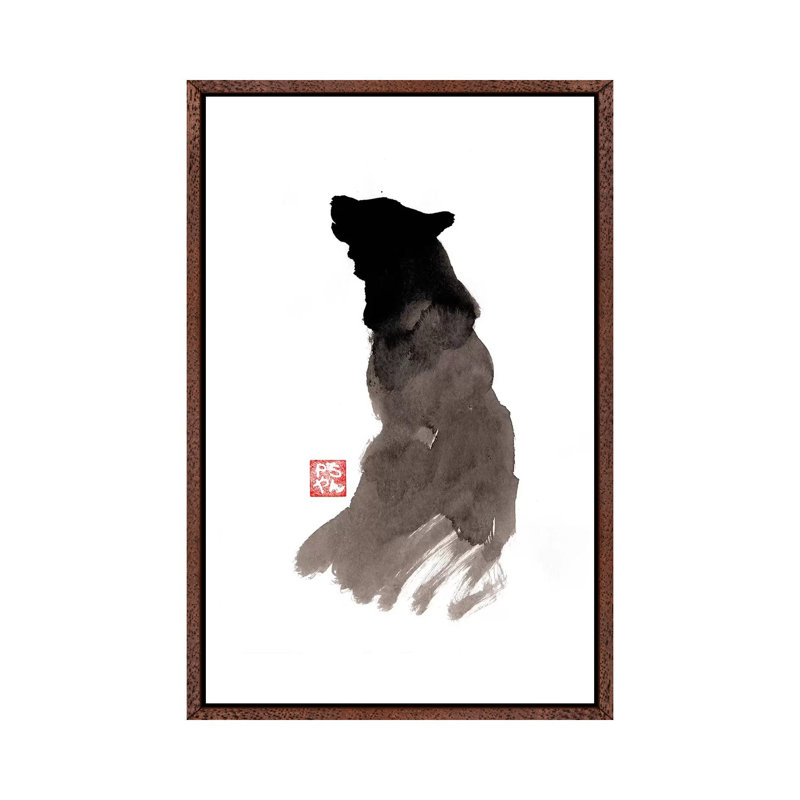 Crying Wolf by Péchane - Print on Canvas, Classic Brown Wood Framed, 101.6 cm H x 66.04 cm W