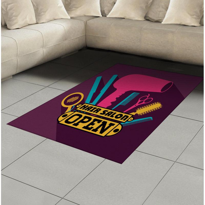 Hair Salon High Density Long Fiber Poly Threads Decorative Area Rug Carpet, Rectangle 2'7" x 5'