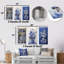 Bleu et blanc Boho Plant Pottery II - ensemble de 3 décorations murales en métal Boho Pottery-671961541