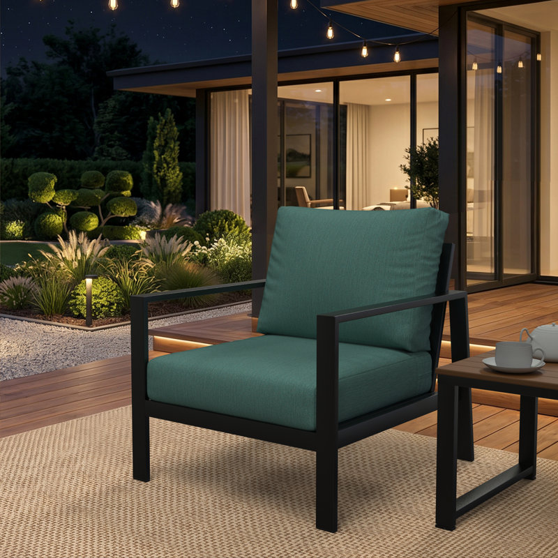 Amala Sunbrella® Outdoor Deep Seating Cushion, Sunbrella® Cast Breeze Plainweave, 25" W x 25.5" D