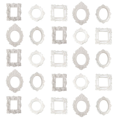 Ensemble de 25 mini-cadres photo 25 minuscules cadres rétro en résine dans 5 styles pour l'artisanat, la présentation de bijoux et la décoration de maison de poupée, or