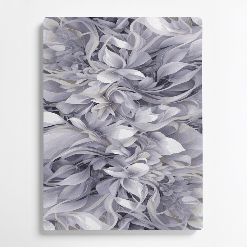 Abstrait floral 34, art mural en métal blanc, H 11 po x l 14 po