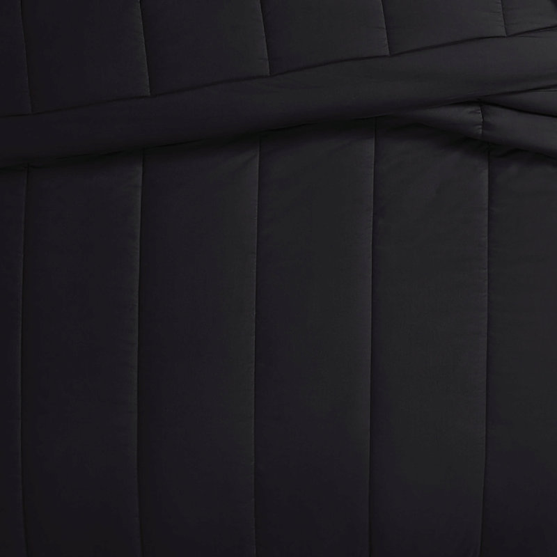 Ensemble d'édredon en percale de coton unie Brooklyn Loom, Noir, Simple + 1 taie décorative standard