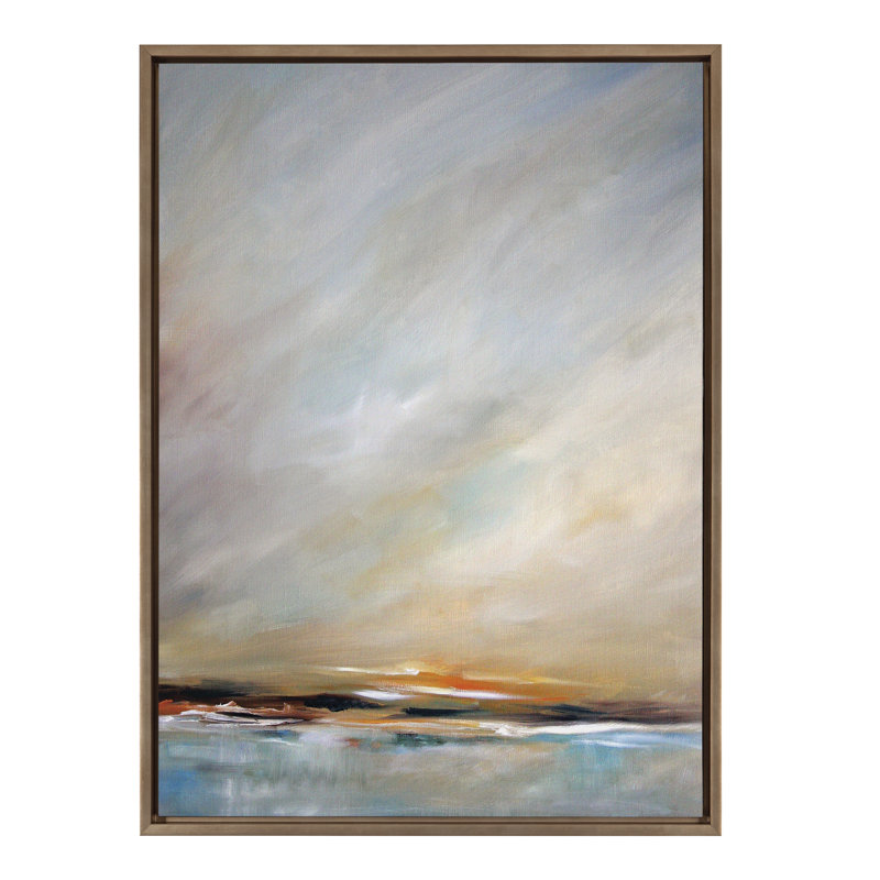 Reproduction d'art sur toile encadrée "Day's End" par Mary Sparrow, L 38 po x H 28 po, Toile dorée