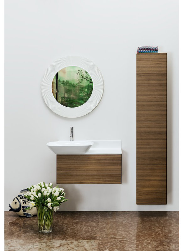 Ino 35.43'' W Single Vanity, Single Hole, Dark Walnut, Right Shelf