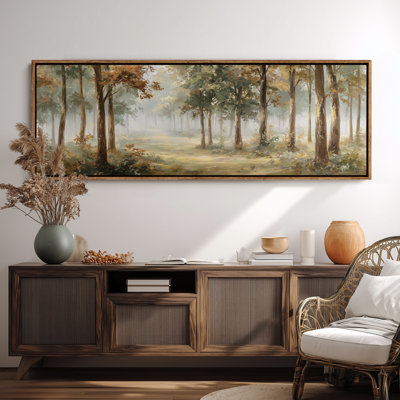 Extra Large Peaceful with Golden Autumn Trees Soft Morning Light Forest Clearing Scenic Nature Print Wall Art
