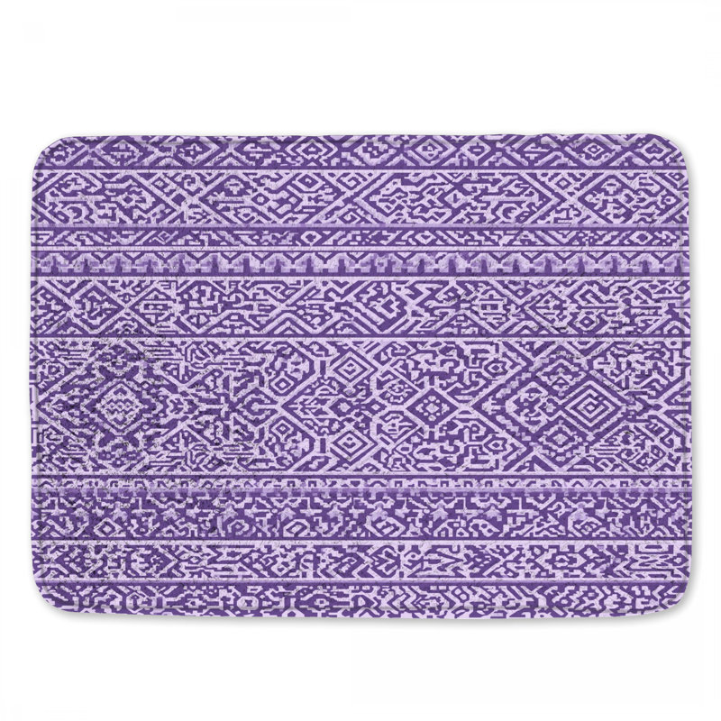 Tapis de bain mauve à mosaïque complexe, L 24 po x L 17 po