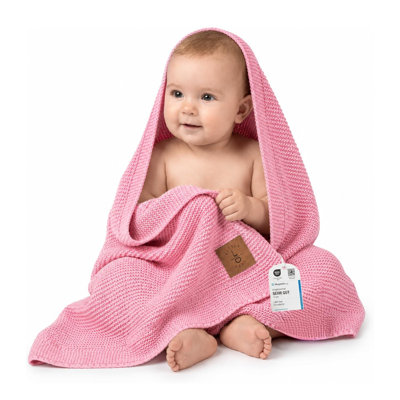 Couverture pour bébé Little Dedi tricoté en acrylique doux 30 po x 40 po - Oeko-Tex 100 hypoallergénique et respirant - Confort luxueux pour les nouveau-nés (rose)