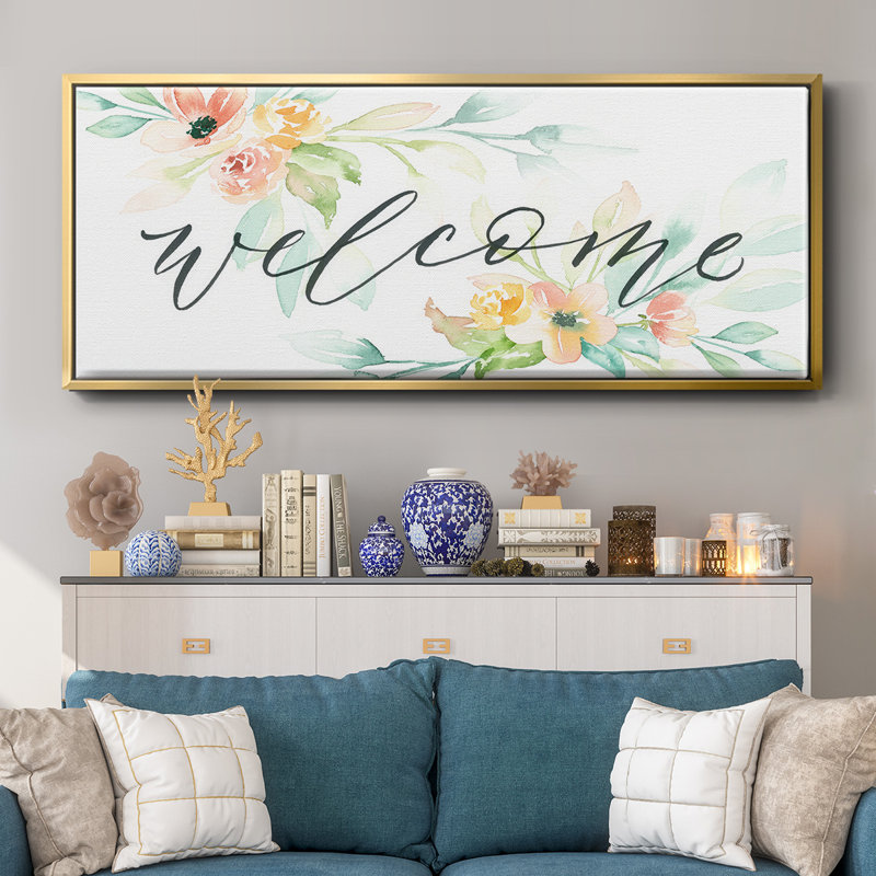 Welcome- Framed Canvas, 8" H x 20" W