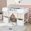 Lit mezzanine en bois avec échelle et tablettes-643235936-643235937