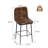 Upholstered Low Back 27.5" PU Leather Bar & Counter Stool With Metal Frame And Footrest, Modern Armless Bar Stools For Kitchen Island-1880126162