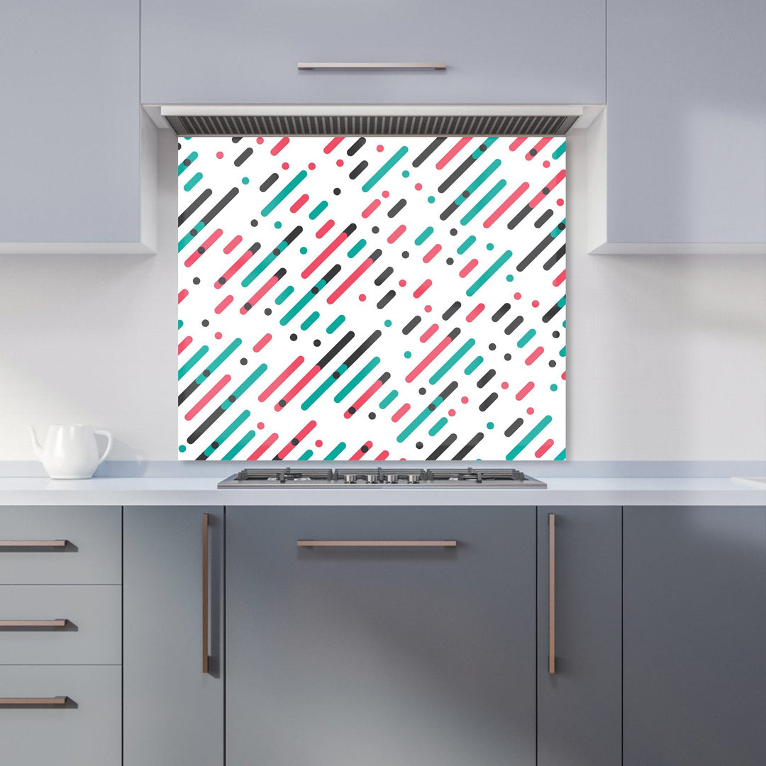 Overlapping Coloured Diagonal Lines Premium Glass Kitchen Splashback W600mm x H750mm