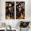 «Gold and Black Floral Woman V», 2 pièces sur toile