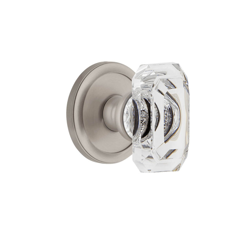 Faux bouton de porte simple en cristal Grandeur Circulaire Rosette, Nickel satiné