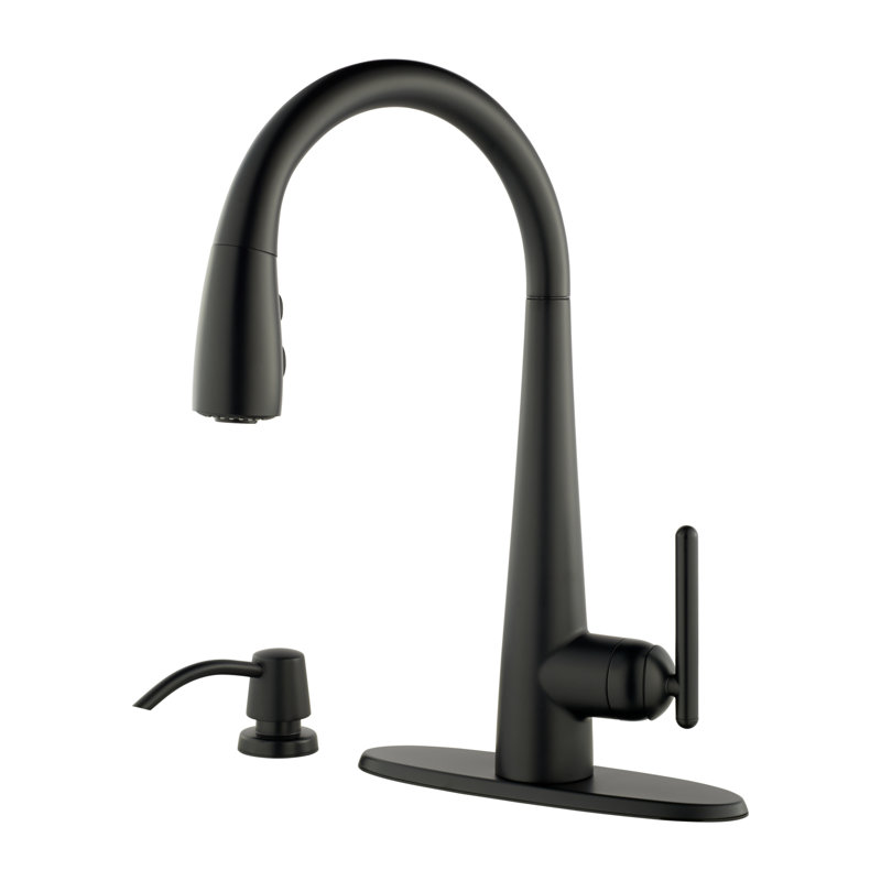 Pull Down Single Handle Kitchen Faucet with Soap Dispenser