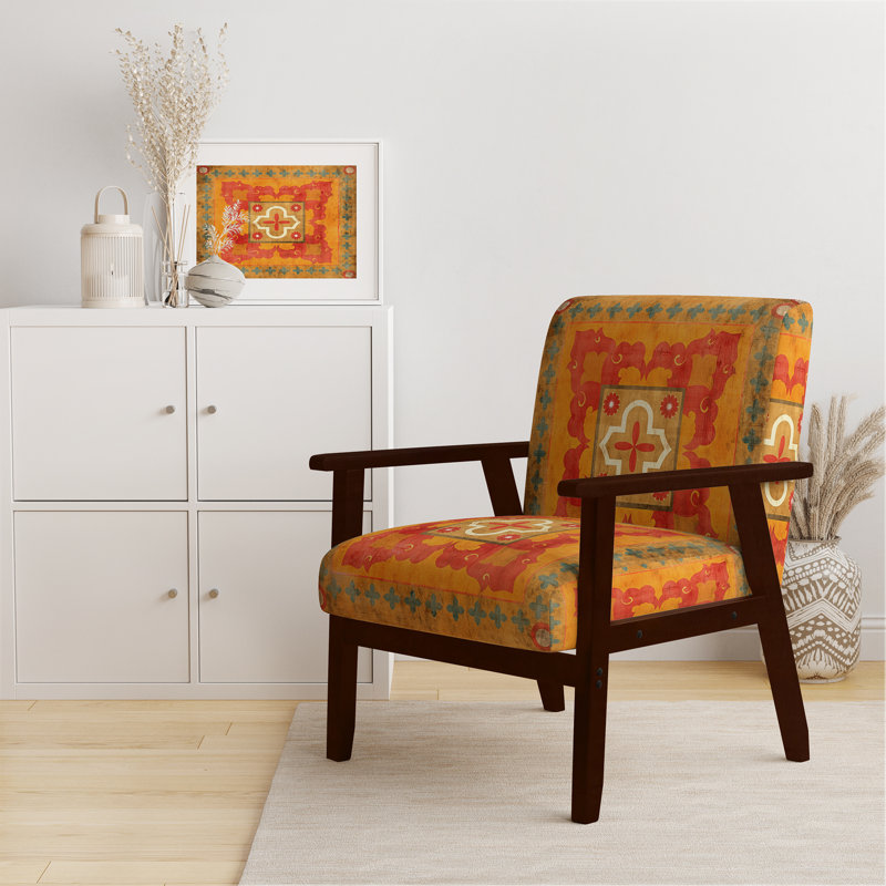 Fauteuil d'appoint Freixa, Accoudoirs carrés bruns