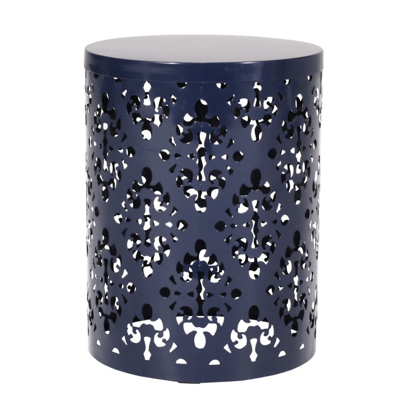 Table d'extérieur - grande taille, bleu marine, conception à coupe attrayante, l 13,75 po x P 13,75 po, sans assemblage requis Accent clair, élément, effet