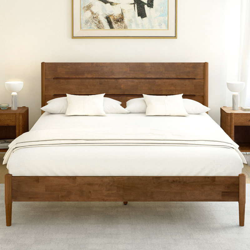 Solid Wood Panel Headboard Design, Walnut, Queen