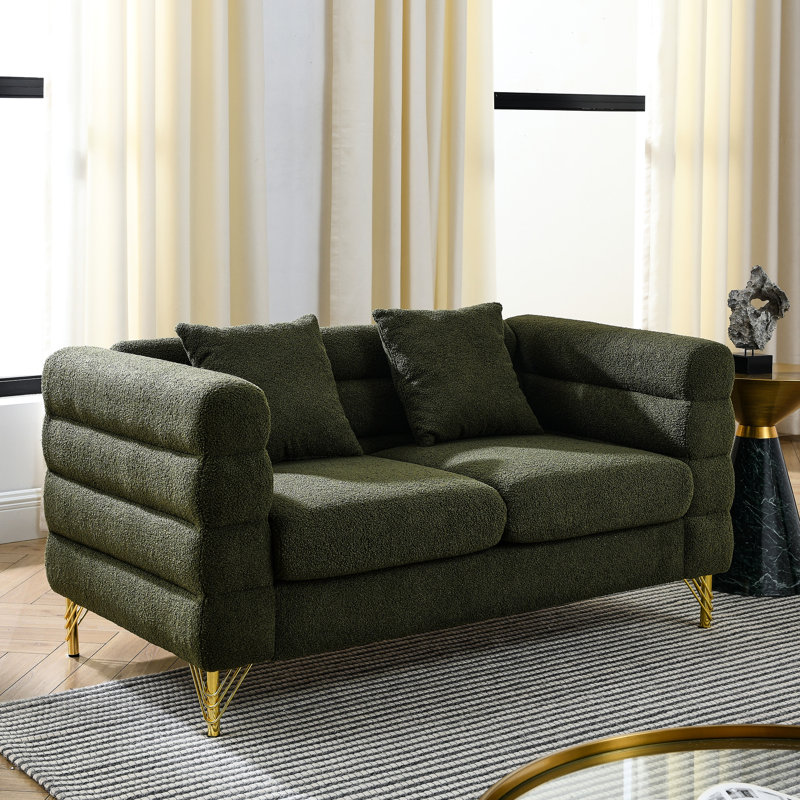 Canapé modulaire 2 places - tissu d'ameublement doux, coussins, tissu de salon moderne de 60 pouces Streamline, attrait,